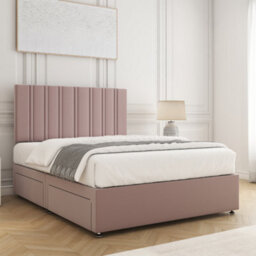Bsspoke Sienna Divan Bed Set In Pink Plush Velvet 24Inch Headboard & No Mattress No Drawers In Single Double King 4Ft 6Ft - thumbnail 3