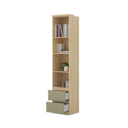 Arte Terra 83 Storage Cabinet 45Cm Oak Lindberg & Eucalyptus, Slim Green-Toned Bedroom Cabinet With Shelves & Drawers - thumbnail 5