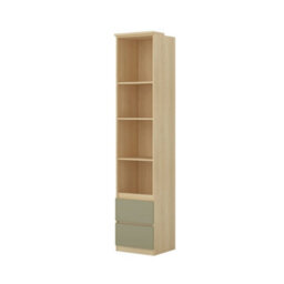 Arte Terra 83 Storage Cabinet 45Cm Oak Lindberg & Eucalyptus, Slim Green-Toned Bedroom Cabinet With Shelves & Drawers - thumbnail 2