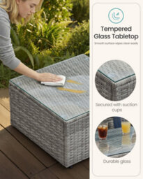 LEDREM Garden Furniture Set, Pe Rattan Patio Furniture Set, Outdoor Corner Sofa Couch, Handwoven Rattan Patio Conversation Set,grey - thumbnail 7