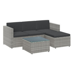 LEDREM Garden Furniture Set, Pe Rattan Patio Furniture Set, Outdoor Corner Sofa Couch, Handwoven Rattan Patio Conversation Set,grey - thumbnail 2