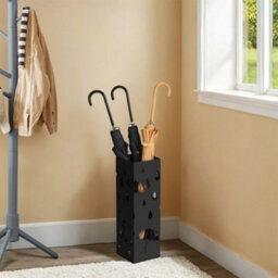 Songmics Metal Umbrella Holder, Umbrella Stand With Hooks And Drip Tray, Black - thumbnail 3
