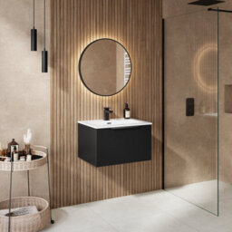 Affine 600mm Bathroom Vanity Unit Basin Wall Hung Storage Furniture Soft Close Black - thumbnail 3