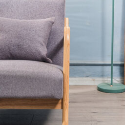 Nordlys Solid Wood And Gray Fabric Lounge Chair Countryside Style Living Room - thumbnail 8