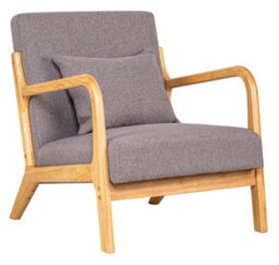 Nordlys Solid Wood And Gray Fabric Lounge Chair Countryside Style Living Room - thumbnail 1