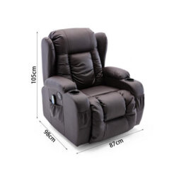 More4Homes Caesar Electric Bonded Leather Automatic Recliner Armchair Sofa Home Lounge Chair (Brown) - thumbnail 9