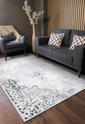RugsX Carpet Allure 1961 Ornament, Frame - Structural, Stylish, Glamour White Grey 180X270 Cm - thumbnail 5