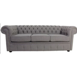 Chesterfield 3 Seater Sofa Settee Proposta Steel Grey Fabric In Classic Style - thumbnail 2
