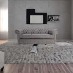 Chesterfield 3 Seater Sofa Settee Proposta Steel Grey Fabric In Classic Style - thumbnail 5