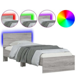 Walplus Engineered Wood Bed Frame With Headboard Rgb Led Lights And Slatted Base For Bedroom - thumbnail 2