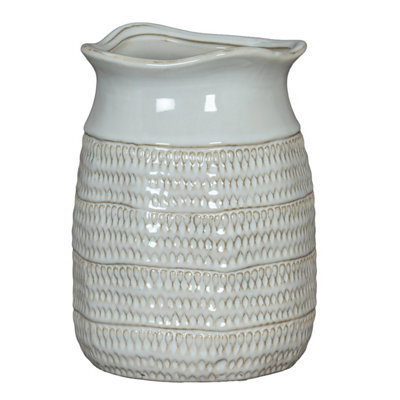 Tava Cylinder Hewn Vase - Organic Textured Modern Decor Piece - image 1