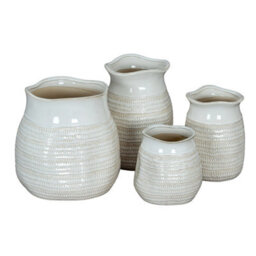 Tava Cylinder Hewn Vase - Organic Textured Modern Decor Piece - thumbnail 4