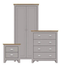 LPD Lancaster 3-Piece Bedroom Set - Classic Grey & Oak Elegance At Great Value