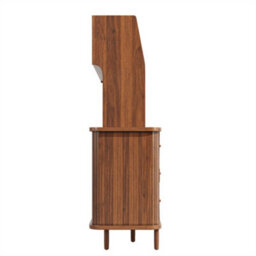Abrihome Tall Sideboard Cabinet With Rattan Doors & Glass Sliding Doors, Natural Wood Effect, 174.5Cm - thumbnail 9