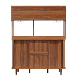 Abrihome Tall Sideboard Cabinet With Rattan Doors & Glass Sliding Doors, Natural Wood Effect, 174.5Cm - thumbnail 8