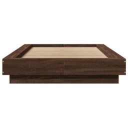 Berkfield Bed Frame With Led Lights Without Mattress Brown Oak 90X200Cm - thumbnail 5