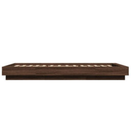 Berkfield Bed Frame With Led Lights Without Mattress Brown Oak 90X200Cm - thumbnail 6