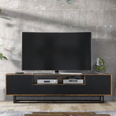 200Cm Loft Retro Industrial Tv Unit Stand Vintage Oak Cabinet Cupboard Sideboard - image 1