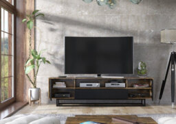 200Cm Loft Retro Industrial Tv Unit Stand Vintage Oak Cabinet Cupboard Sideboard - thumbnail 4