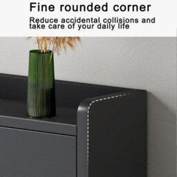 Modern Black Wooden Shoe Cabinet With 2 Tilt-Out Drawers - Slim & Space-Saving Storage Organiser - thumbnail 3