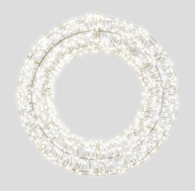 Xmas Haus 70X9Cm 2D White Metal Wreath With 1200 Cool White Led - image 1
