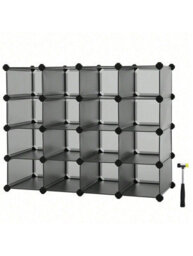 LEDREM Shoe Rack, 16 Cube Plastic Shoe Rack, Entryway Storage Cabinet, Space-Saving Design, Black - thumbnail 8