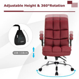 Costway Executive Office Chair Ergonomic High Back Swivel Computer Desk Chair-Red - thumbnail 6