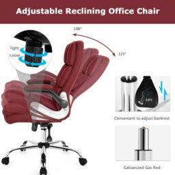 Costway Executive Office Chair Ergonomic High Back Swivel Computer Desk Chair-Red - thumbnail 5