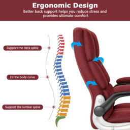 Costway Executive Office Chair Ergonomic High Back Swivel Computer Desk Chair-Red - thumbnail 7