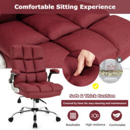 Costway Executive Office Chair Ergonomic High Back Swivel Computer Desk Chair-Red - thumbnail 8