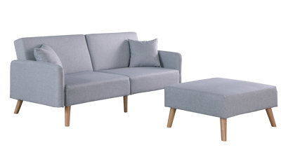 Mattress Guru Zara 2 Seater Fabric Sofa Bed, With Matching Stool, Sofa Bed For Living Room, Grey - image 1