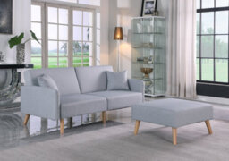 Mattress Guru Zara 2 Seater Fabric Sofa Bed, With Matching Stool, Sofa Bed For Living Room, Grey - thumbnail 4