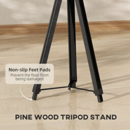 Black Vintage Tripod Floor Lamp Wooden Searchlight With Adjustable Height - thumbnail 5