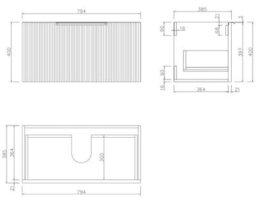 Aveli Fluted 800mm Bathroom Vanity Unit Basin Wall Hung Cupboard Soft Close Walnut - thumbnail 6