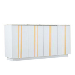 Living Room Sideboard With 4 Doors And Adjustable Dividers, White & Gold - thumbnail 6