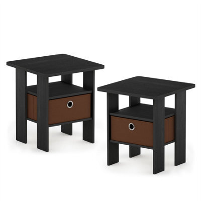 Walplus Turn-N-Tube Tall End Table With Fabric Storage Bin, French Oak/black Finish - image 1