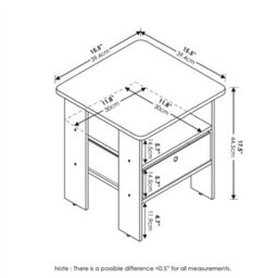 Walplus Turn-N-Tube Tall End Table With Fabric Storage Bin, French Oak/black Finish - thumbnail 2