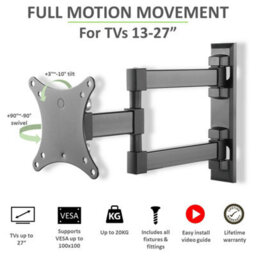"Tech Art Full Motion Double Arm Tv Wall Mount Bracket 13"" To 27""" - thumbnail 4