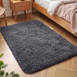 Aspire Homeware Non-Slip Grey Shaggy Rug Soft Fluffy Washable Doormat, (L)80Cm X (W)50Cm - thumbnail 6