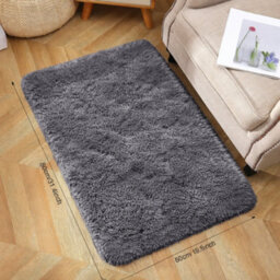 Aspire Homeware Non-Slip Grey Shaggy Rug Soft Fluffy Washable Doormat, (L)80Cm X (W)50Cm - thumbnail 1
