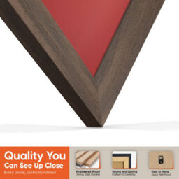 "AK Frames 25X17"" Walnut Sleek Vinyl Record Frame With Crimson Mount For 12 Inch Lp Cover & Disc - Overlapped Design" - thumbnail 3