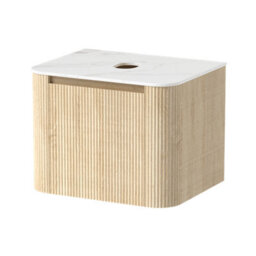 Affine Fluted Oak Wall Hung Vanity Unit & Countertop Basin Bathroom 600mm - thumbnail 6