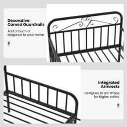 Costway Extendable Daybed To Single Size Bed Metal Sofa Bed With Trundle - thumbnail 9