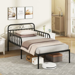 Costway Extendable Daybed To Single Size Bed Metal Sofa Bed With Trundle - thumbnail 1