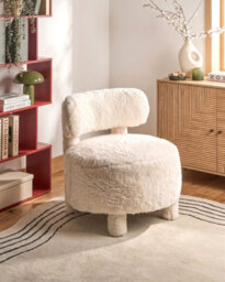 Beliani Armchair Hamina Faux Fur Light Beige - thumbnail 2