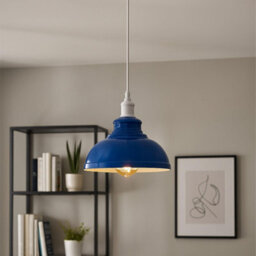 Ledsone Industrial Vintage Ceiling Hanging E27 Lamp Holder 29Cm Metal Pendant Curvy Lampshades Lights Fixtures Navy Blue - thumbnail 2