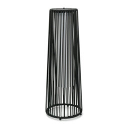 Valuelights Large Black Rattan Solar Powered Outdoor Garden Lantern Floor Lamp