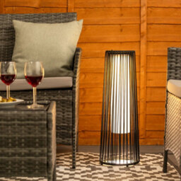 Valuelights Large Black Rattan Solar Powered Outdoor Garden Lantern Floor Lamp - thumbnail 3