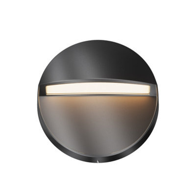 Luminosa Lighting Luminosa Mane Round Outdoor Flush Wall Lamp Black 3000K 100Lm Ip54 - image 1