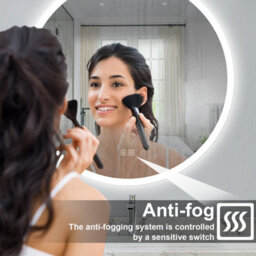Probaty Bathrooms 700mm Round 3 Colors Dimmable Led Mirror With Bluetooth Anti-Fog Touch Sensor,backlit Illuminated Wall Mirror - thumbnail 5